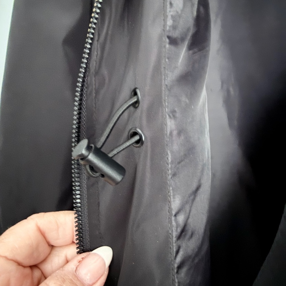 CALVIN KLEIN Women’s Black Mid-Length Hooded Full Zip Rain Jacket Sz 1X - Picture 7 of 11